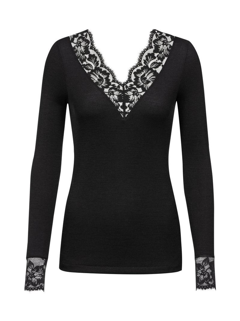 WOOL LOVE RIB - VILLASILKKIPUSERO - MUSTA